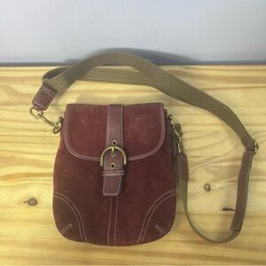 Coach Burgundy Red Suede Swingpack
